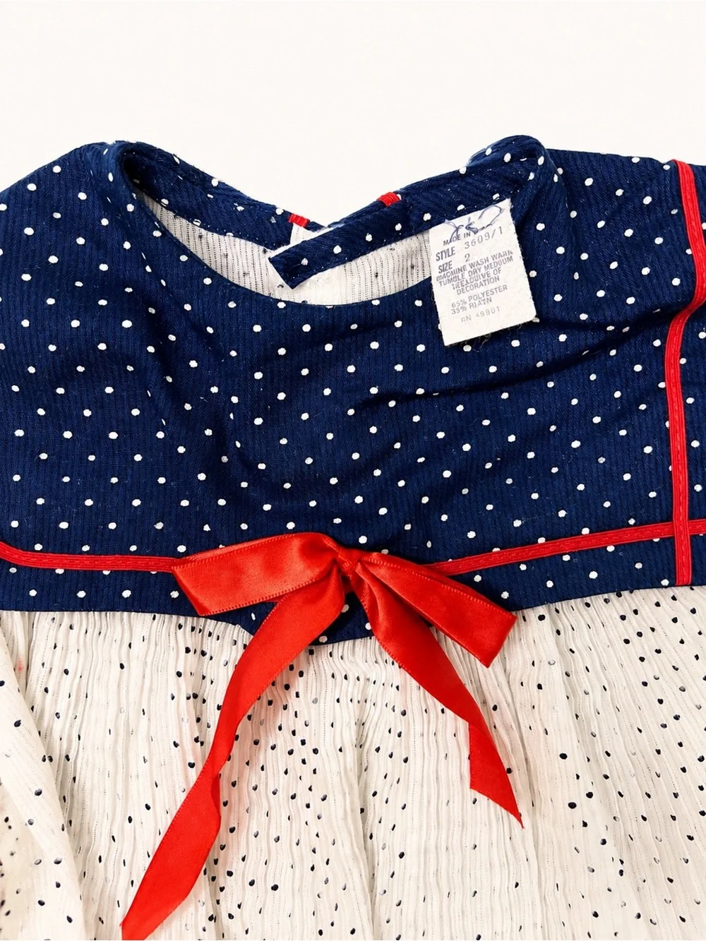 Classic Polka Dot Sailor Dress with Red Bow - Kids Formal
